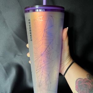 Starbucks Halloween 2021 Purple Frosted Spiderweb Tumbler 24oz Target Exclusive